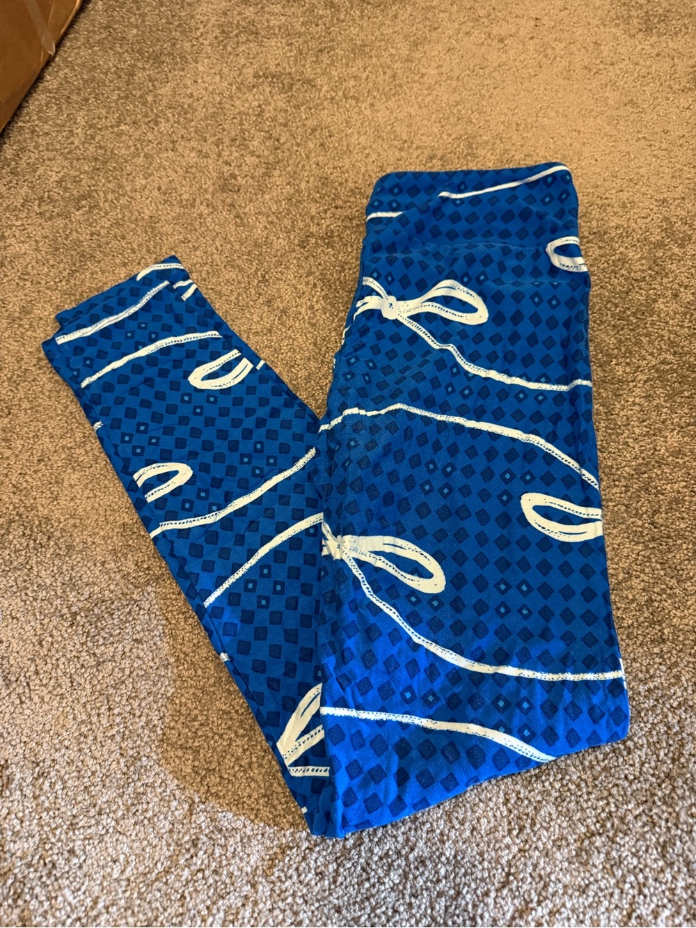 Lularoe Blue Bow Full Length Leggings
